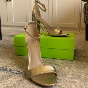 Sam Edelman Yaro gold leather block heel